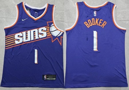 Men's Phoenix Suns #1 Devin Booker Purple Icon Swingman Jersey