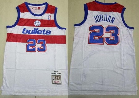 Men's Washington Bullets #23 Michael Jordan Whtie 2002 Throwback Swingman Jersey