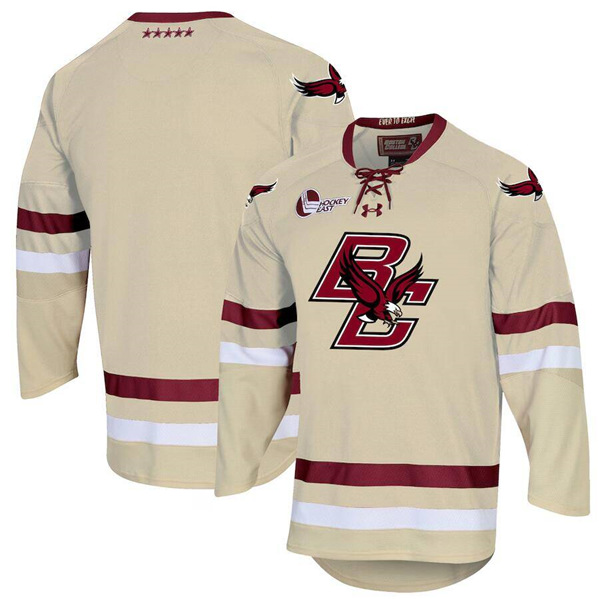 Men's Boston College Eagles Customized Gold Stitched NCAA Hockey Stitched Jersey