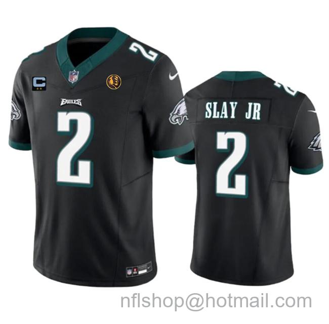 Men's Philadelphia Eagles #2 Darius Slay JR Black 2023 F.U.S.E. With 2-Star C Patch And John Madden Patch Vapor Limited Stitched Football Jersey