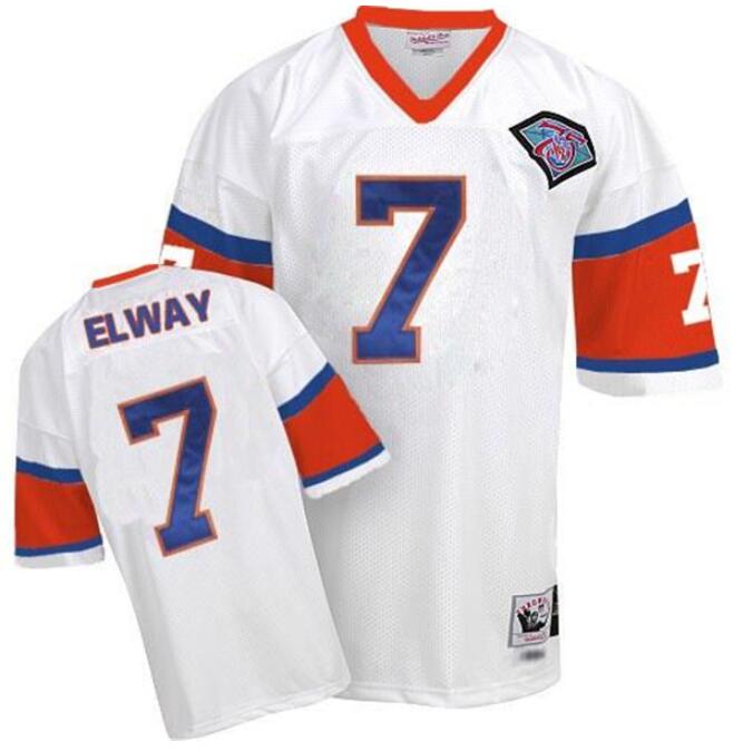 Men's Denver Broncos ACTIVE PLAYER Custom White Throwback 75th Patch Stitched Jersey