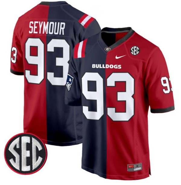 Men's Nike Richard Seymour Jersey New England Patriots #93 Georgia Bulldogs Split Football Game All Stitched