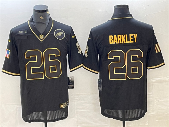 Men's Philadelphia Eagles #26 Saquon Barkley Black_Gold Salute To Service Limited Stitched Jersey