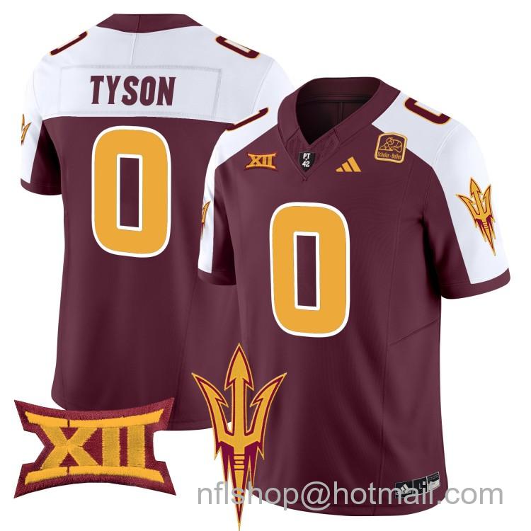 Men's Adidas Arizona State Sun Devils #0 Jordyn Tyson Maroon Alternate 2025 F.U.S.E. Vapor Limited College Big 12 Stitched Football Jerseys