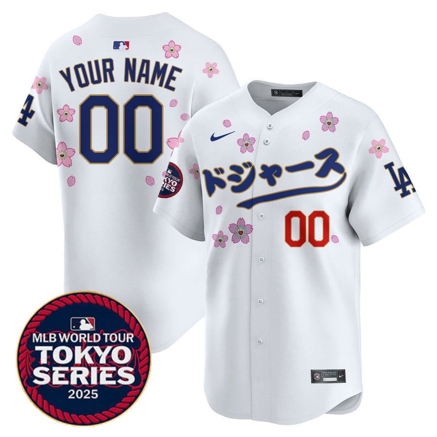 Custom ドジャース Los Angeles Dodgers Tokyo Series 2025 Vapor Limited Stitched Jersey White