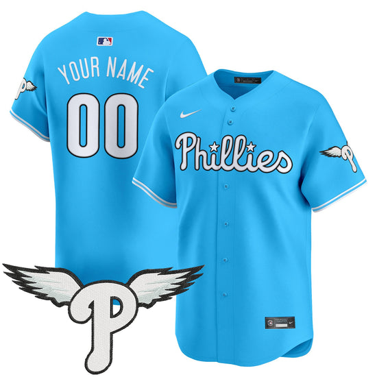 Philadelphia Phillies Active Player Custom Light Blue 2025 P eagles Patch Limited Stitched Baseball Jersey