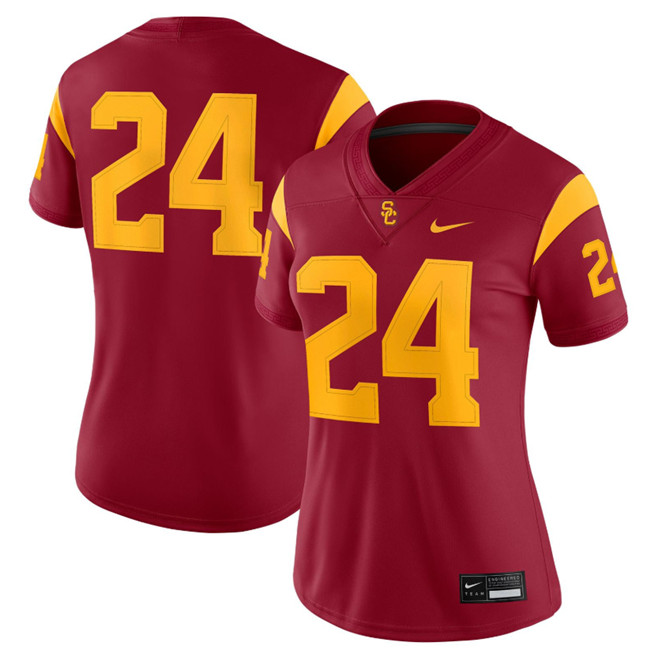 Women's USC Trojans #24 Red Vapor Limited Stitched Football Jersey(Run Small)