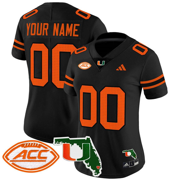 Women's Miami Hurricanes Active Player Custom Black 2024 F.U.S.E. Florida Patch Vapor Limited Stitched Football Jersey(Run Small)