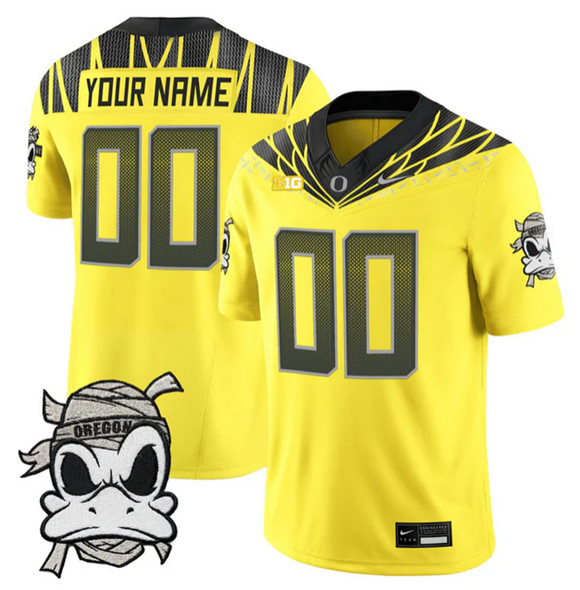 Men's Oregon Ducks Active Player Custom Yellow 2025 F.U.S.E. 'Mummy Duck' Vapor Limited V1 Stitched Football Jersey