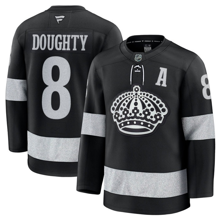 Men's Los Angeles Kings #8 Drew Doughty Black 2025-26 Premium Stitched Hockey Jersey