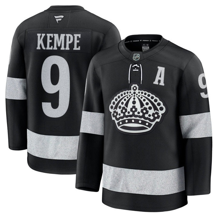 Men's Los Angeles Kings #9 Adrian Kempe Black 2025-26 Premium Stitched Hockey Jersey