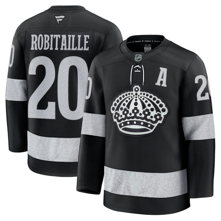 Men's Los Angeles Kings #20 Luc Robitaille Black 2025-26 Premium Stitched Hockey Jersey