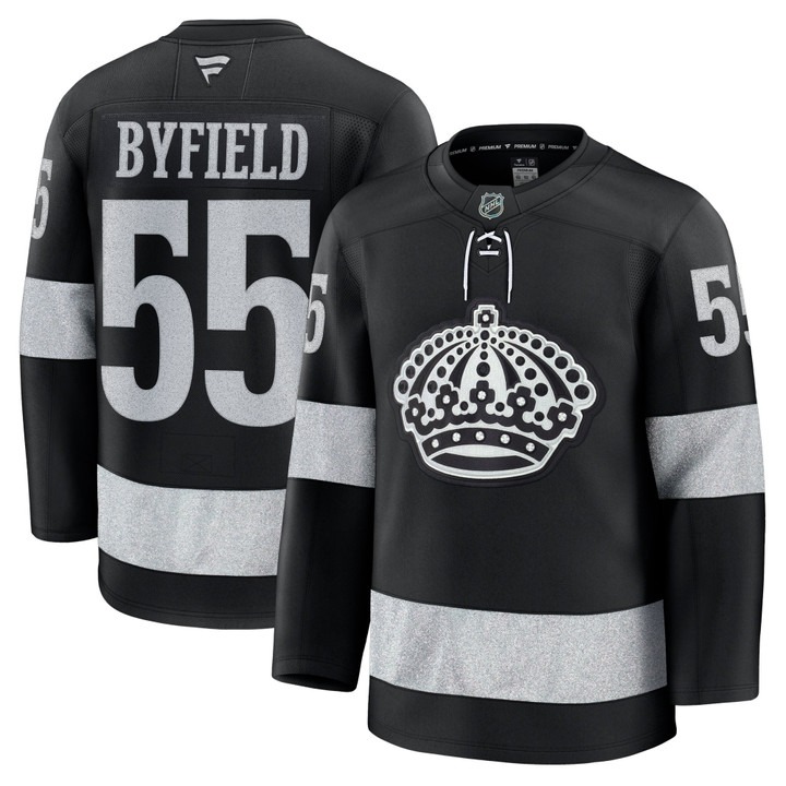 Men's Los Angeles Kings #55 Quinton Byfield Black 2025-26 Premium Stitched Hockey Jersey