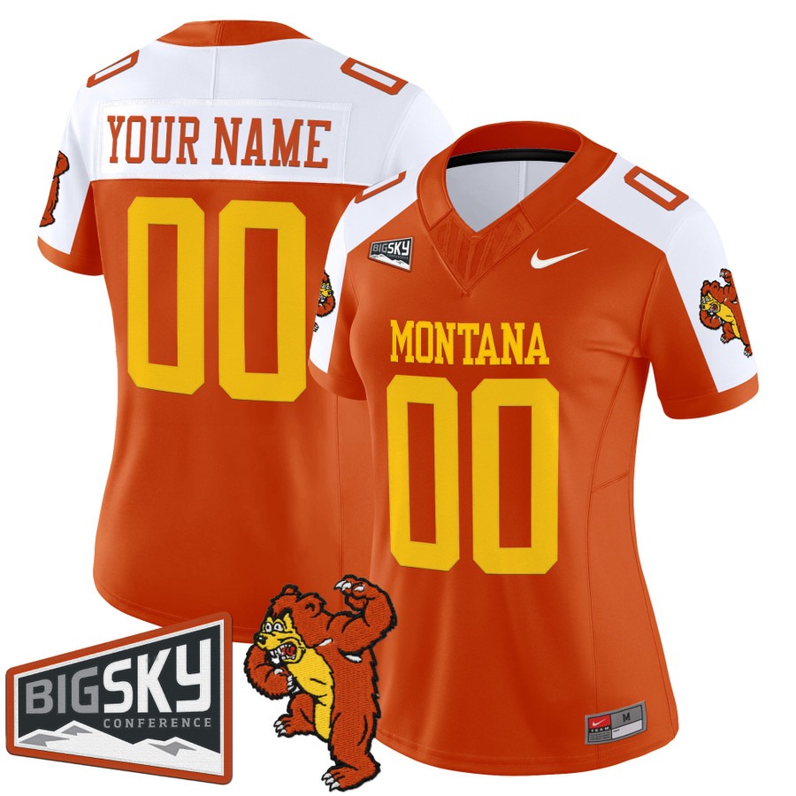 Women's Montana Grizzlies Custom Orange White 1995 Throwback Vapor F.U.S.E. Limited Stitched Football Jersey