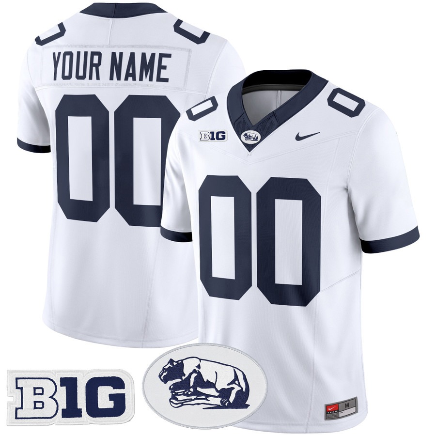Men's Penn State Nittany Lions Custom White Throwback Vapor F.U.S.E. Limited Stitched Football Jersey