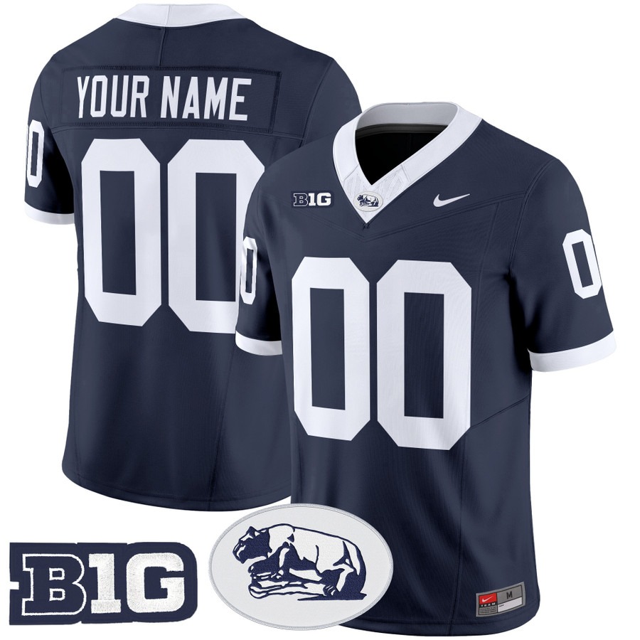 Men's Penn State Nittany Lions Custom Navy Throwback Vapor F.U.S.E. Limited Stitched Football Jersey