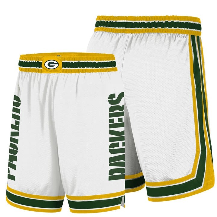 Men's Green Bay Packers White Dri-Fit 2025 Stitched Shorts