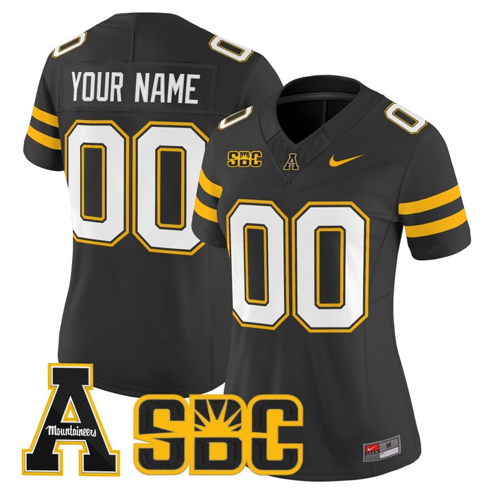 Women's Appalachian State Mountaineers football Custom Home Black F.U.S.E. 2025 Nike Vapor Limited Stitched Jersey