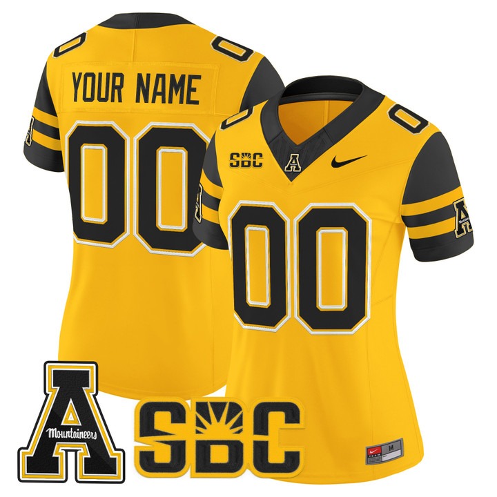 Women's Appalachian State Mountaineers football Custom Gold F.U.S.E. 2025 Nike Vapor Limited Stitched Jersey