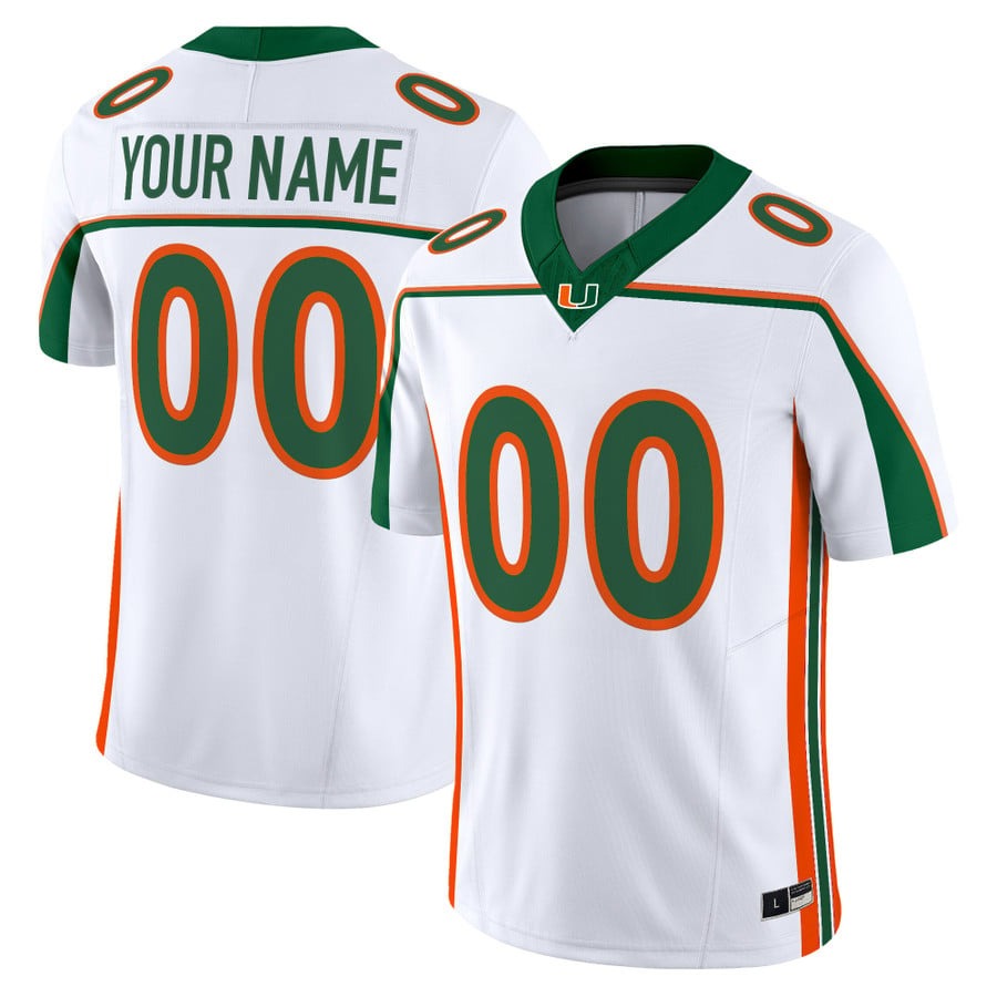 Men's Miami Hurricanes Custom Throwback 2001 Nike Vapor F.U.S.E. Limited Stitched Football Jersey White