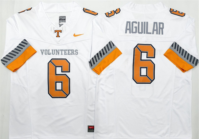 Men's Tennessee Volunteers #6 Joey Aguilar White 2025 F.U.S.E. Stitched Jersey