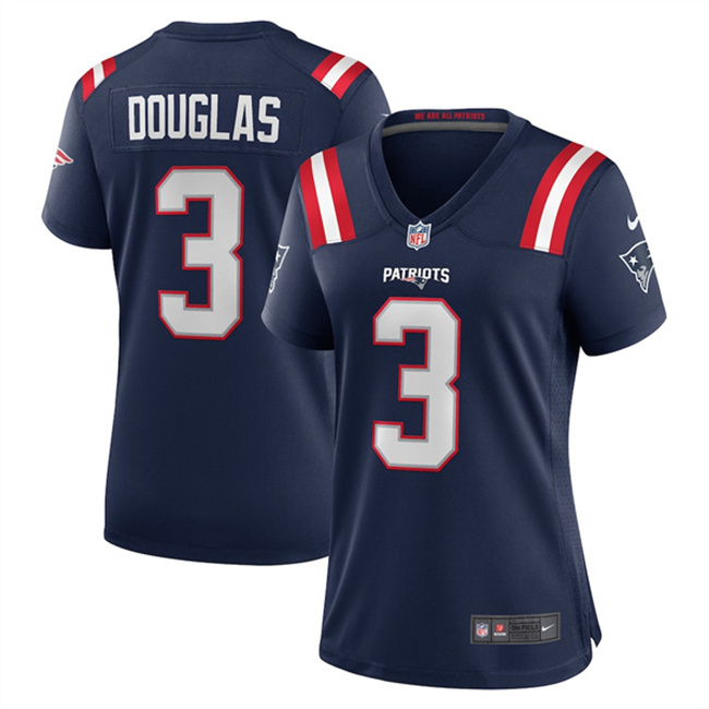 Women's New England Patriots #3 Demario Douglas Navy 2025 Stitched Game Jersey(Run Small) Women's New England Patriots #3 Demario Douglas Navy 2025 Stitched Game Jersey(Run Small)