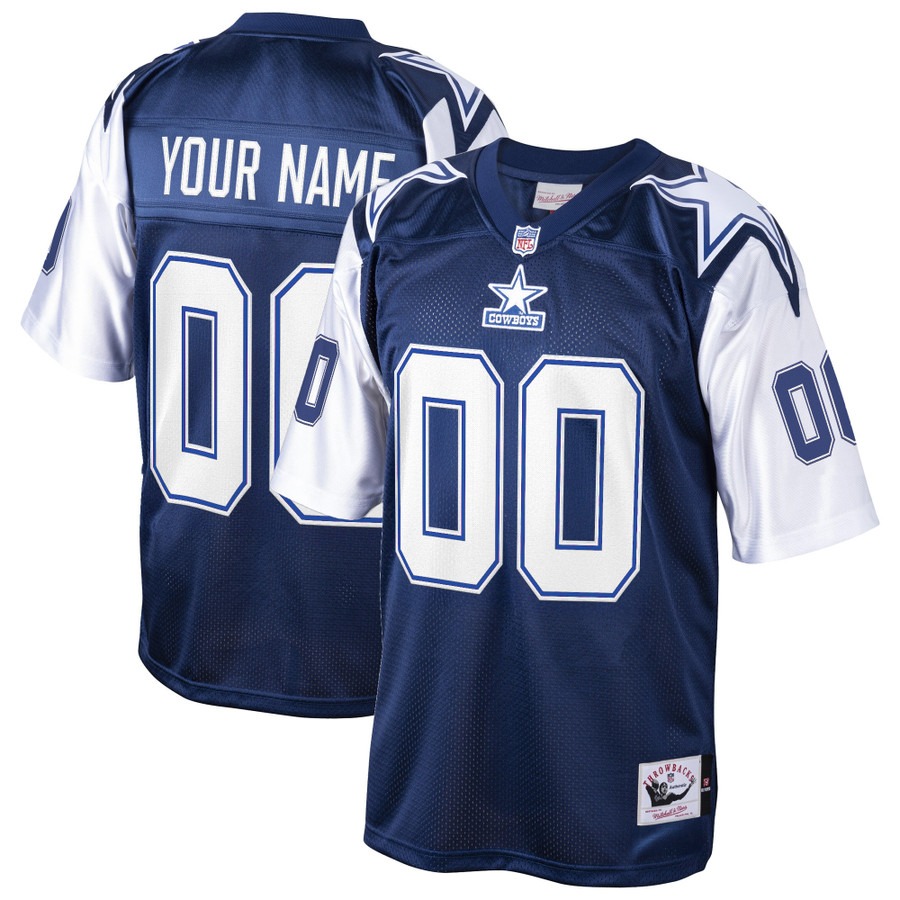 Men's Dallas Cowboys Throwback Player Custom Navy Stitched NFL Jersey