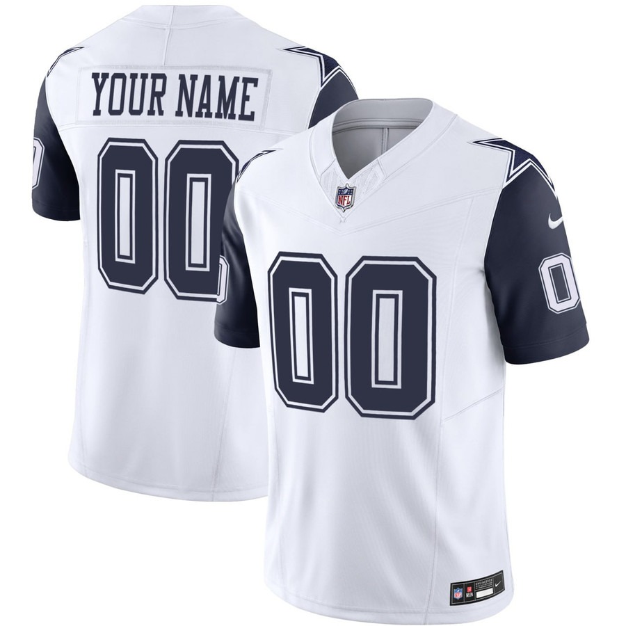 Men's Dallas Cowboys Custom White Blue F.U.S.E. Vapor Limited Stitched NFL Nike Jersey