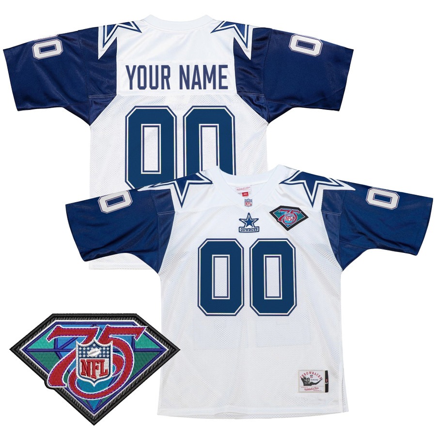 Men's Dallas Cowboys Throwback Player Custom White Stitched NFL Jersey