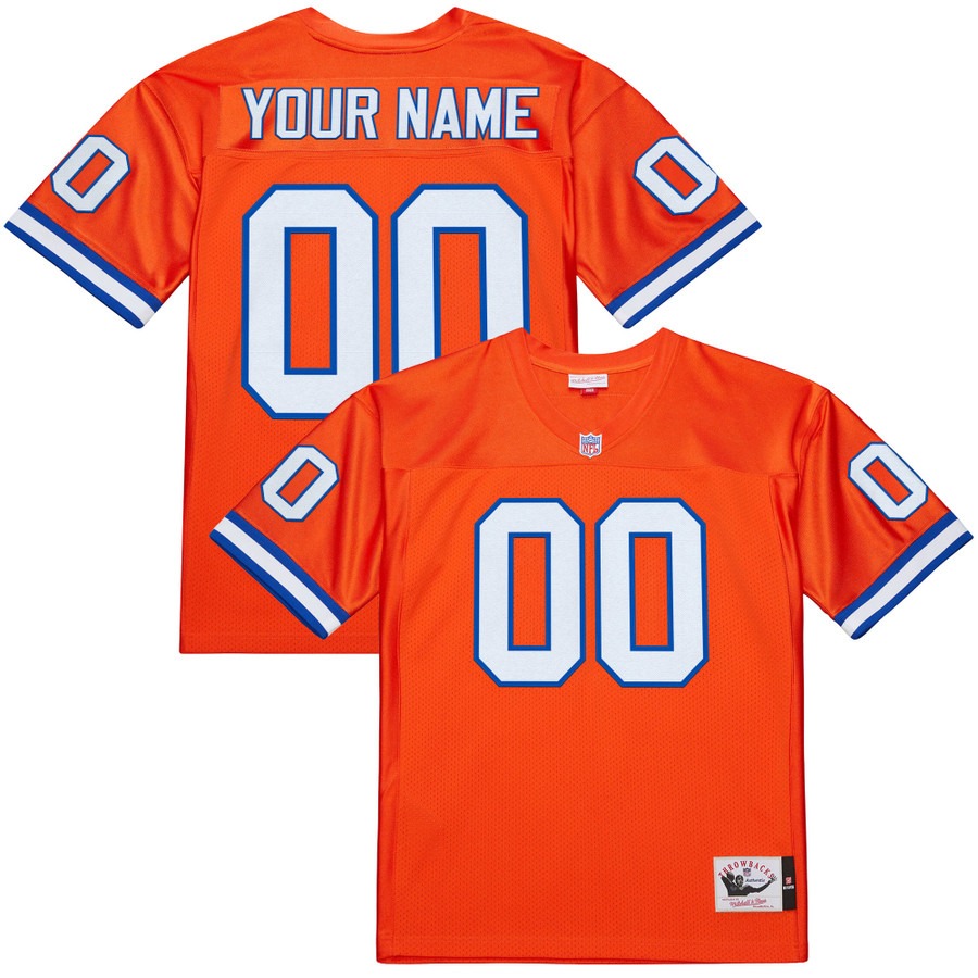 Men's Denver Broncos Custom Orange Throwback Stitched Jersey