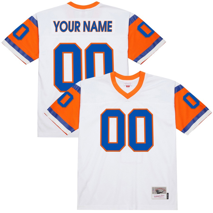Men's Denver Broncos Custom White Throwback Stitched Jersey