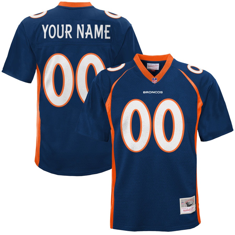Men's Denver Broncos Custom Navy Throwback Stitched Jersey