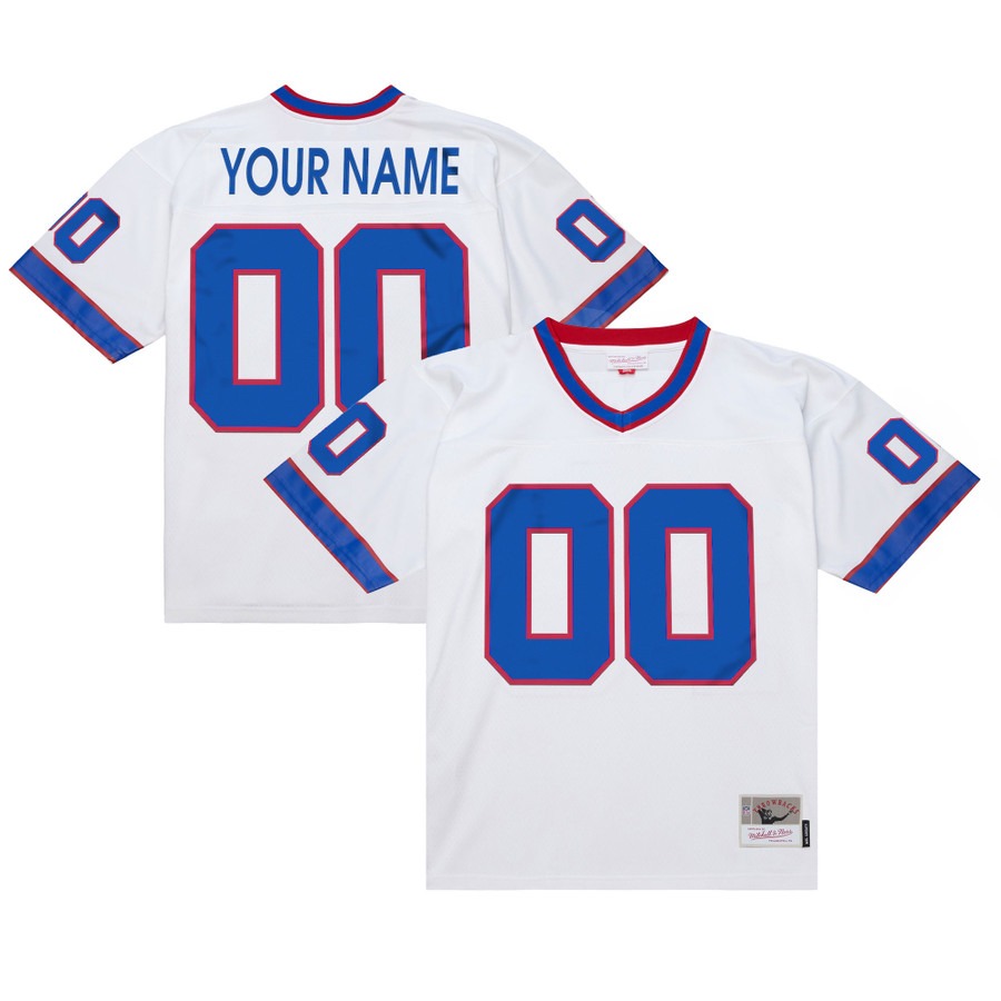 Men's Buffalo Bills Custom White Throwback Stitched Football Jersey