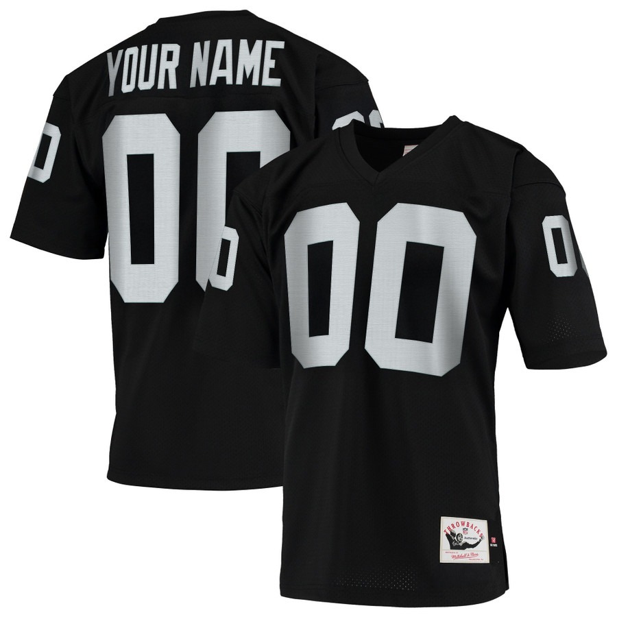 Men's Las Vegas Raiders Custom Black Throwback Stitched Jersey