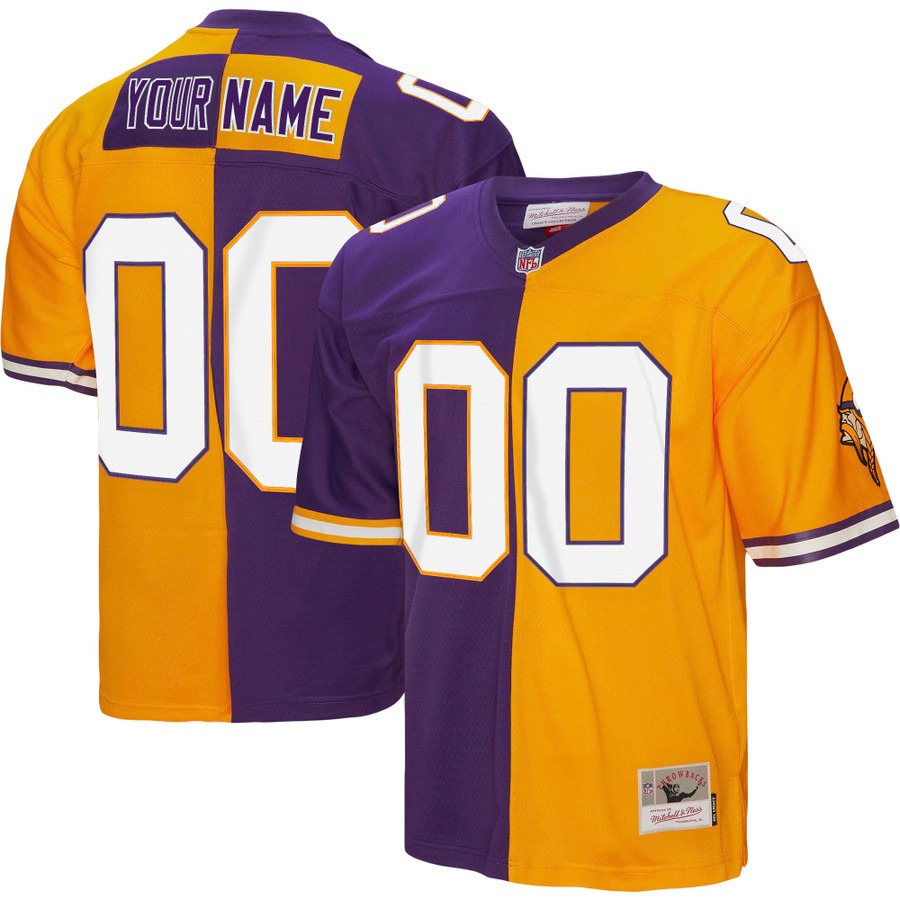 Men's Minnesota Vikings Custom Split Legacy Throwback Stitched NFL Player Jersey