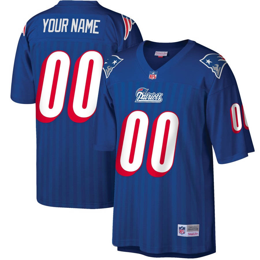 Men's New England Patriots Custom Royal Throwback Stitched NFL Football Jersey