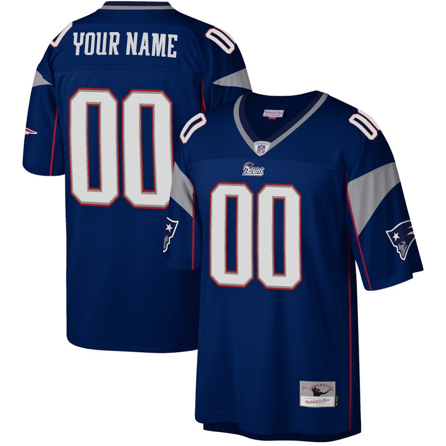 Men's New England Patriots Custom Navy Throwback Stitched NFL Football Jersey