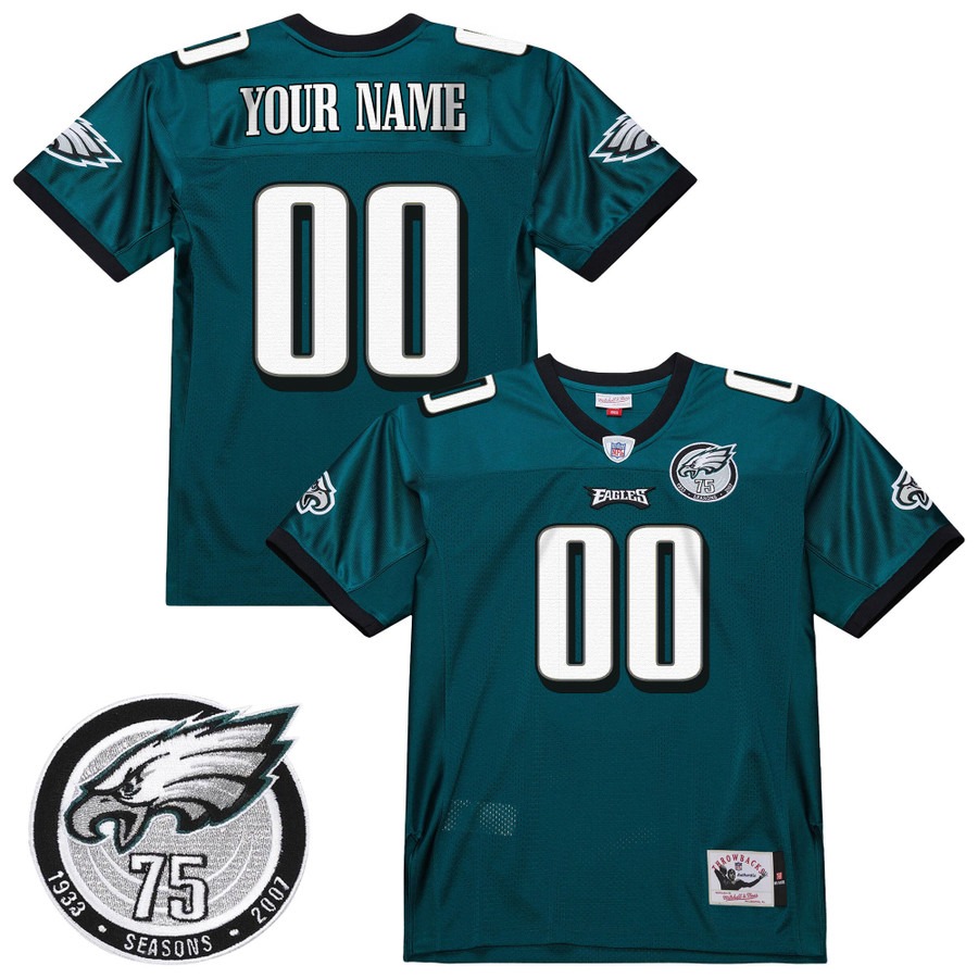 Men's Philadelphia Eagles Custom Green Throwback Stitched NFL Jersey