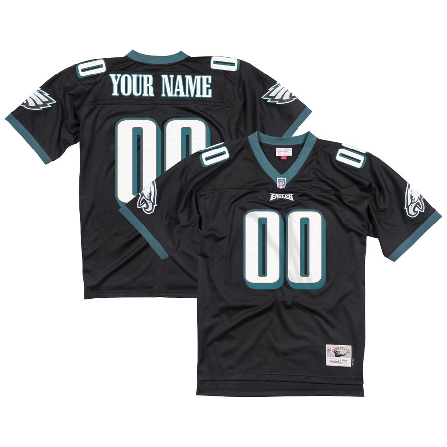 Men's Philadelphia Eagles Custom Black Throwback Stitched NFL Jersey