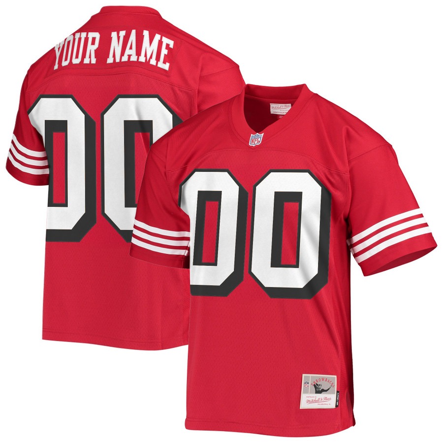 Men's San Francisco 49ers Custom Red Legacy Throwback Player Stitched NFL Jersey