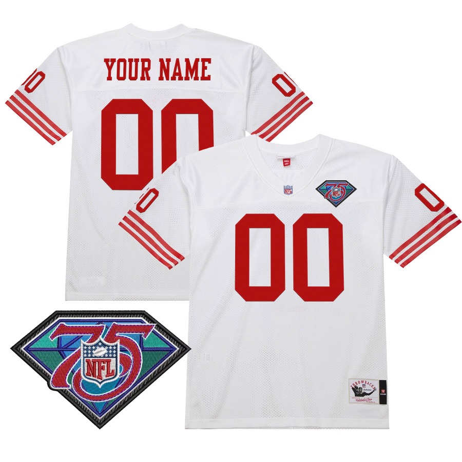 Men's San Francisco 49ers Custom White Retired Throwback Player Stitched NFL Jersey