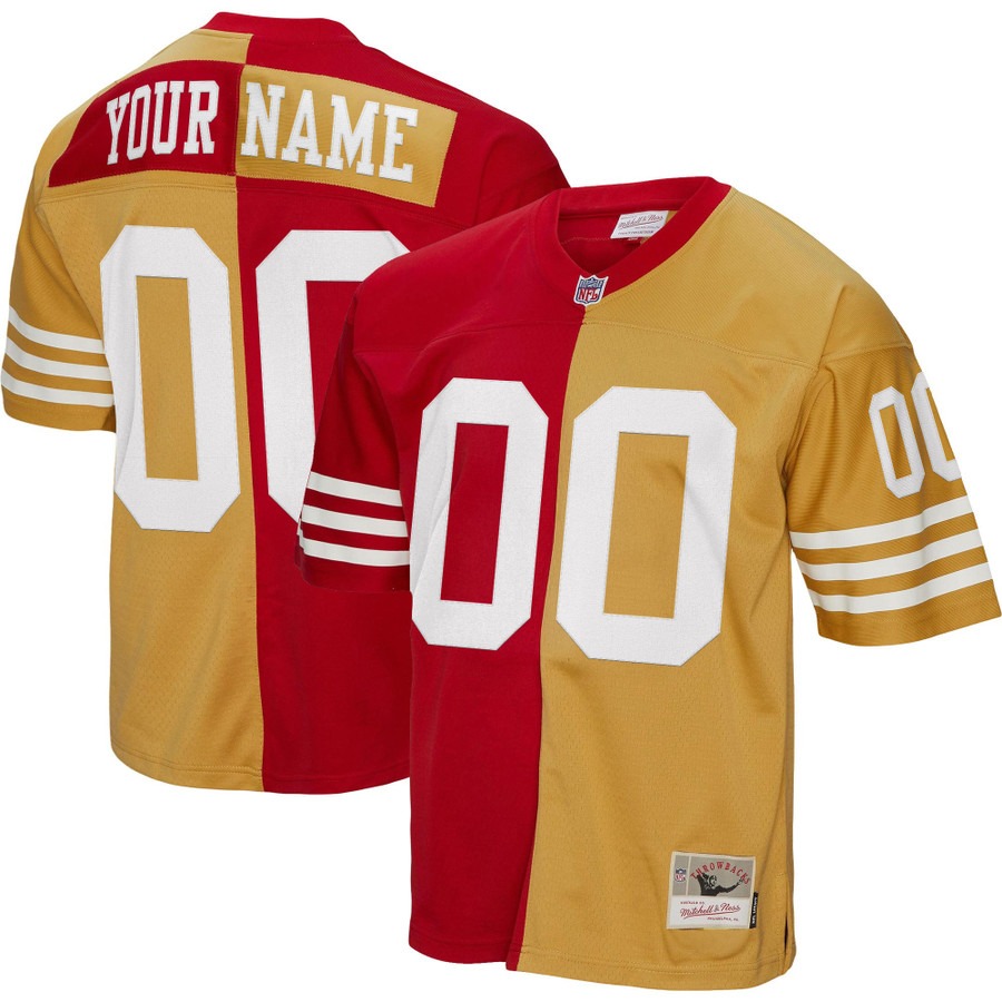 Men's San Francisco 49ers Custom Split Legacy Throwback Player Stitched NFL Jersey