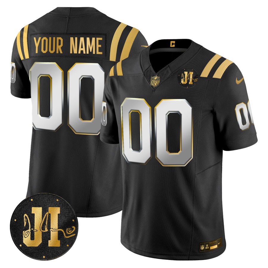 Men's Indianapolis Colts Custom Black Limited F.U.S.E. 2025 Jim Irsay Patch Vapor Limited Stitched Jersey