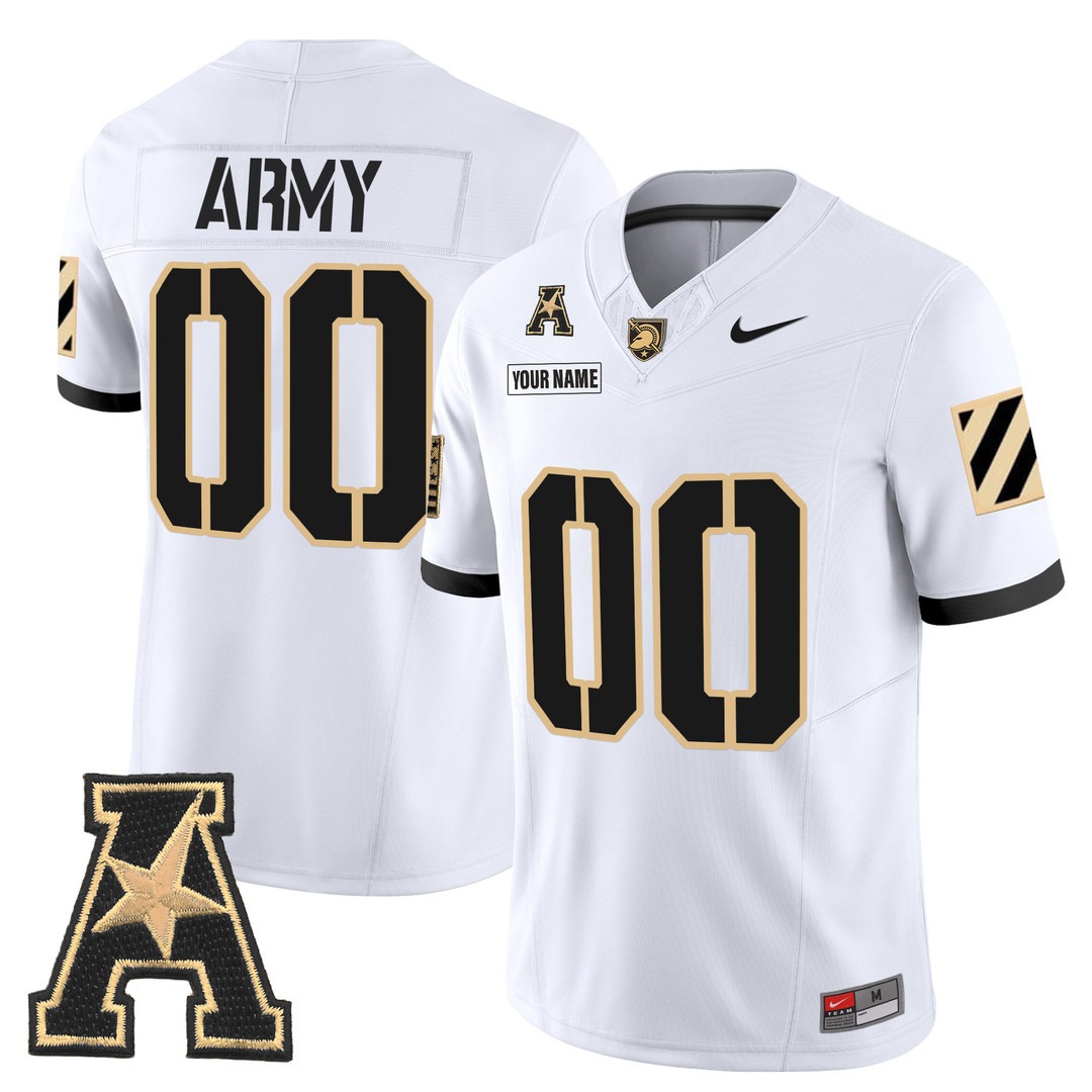 Men's Army Black Knights Custom White F.U.S.E. 2025 Vapor Limited Stitched Football Jersey