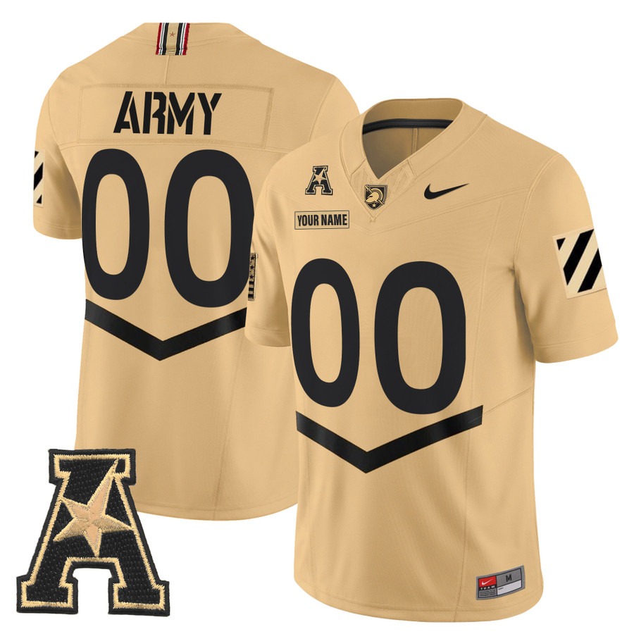 Men's Army Black Knights Custom Tan F.U.S.E. 2025 Vapor Limited Stitched Football Jersey