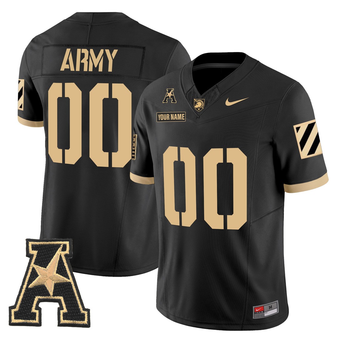Men's Army Black Knights Custom Black F.U.S.E. 2025 Vapor Limited Stitched Football Jersey