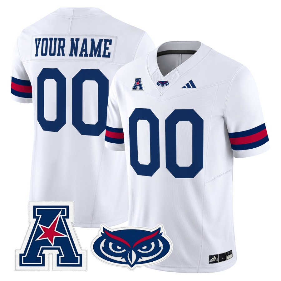 Men's Florida Atlantic Owls Custom White 2025 Vapor F.U.S.E. Limited Stitched Football Jersey