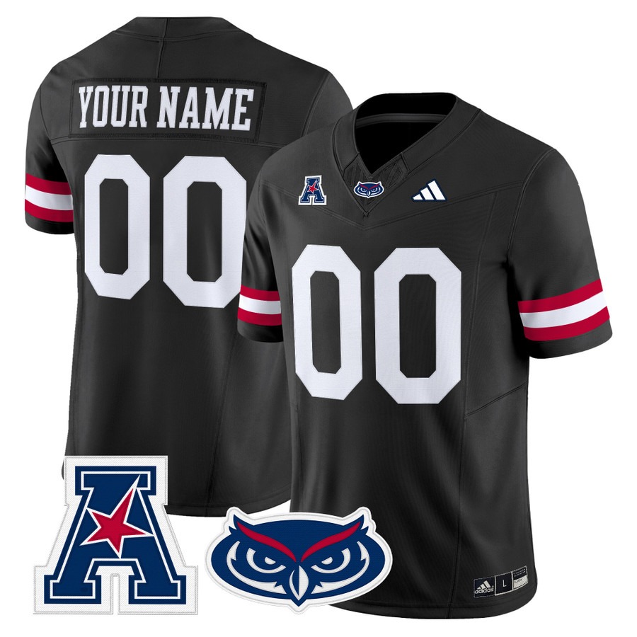Men's Florida Atlantic Owls Custom Black 2025 Vapor F.U.S.E. Limited Stitched Football Jersey