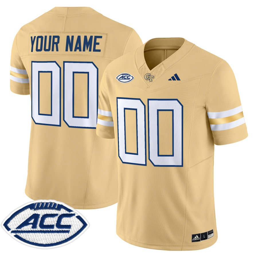 Men's Georgia Tech Yellow Jackets Custom Gold 2025 Vapor F.U.S.E. Limited Stitched Football Jersey