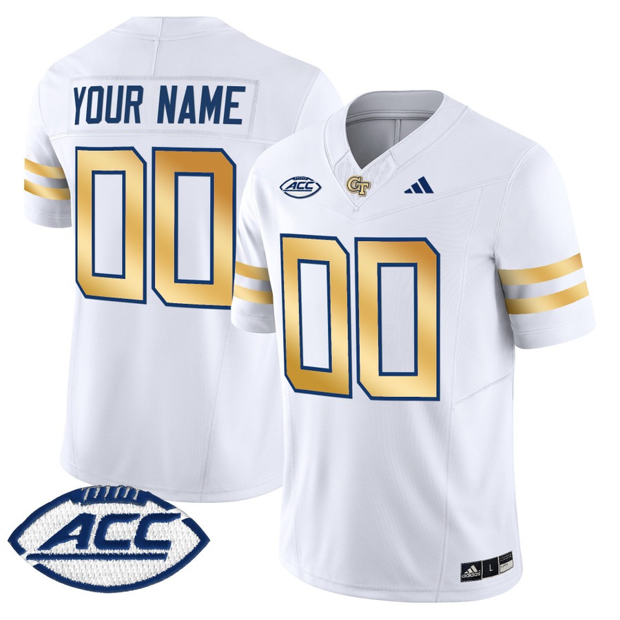 Men's Georgia Tech Yellow Jackets Custom White 2025 Vapor F.U.S.E. Limited Stitched Football Jersey